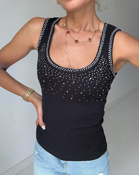 Womens Rhinestone Tank Top