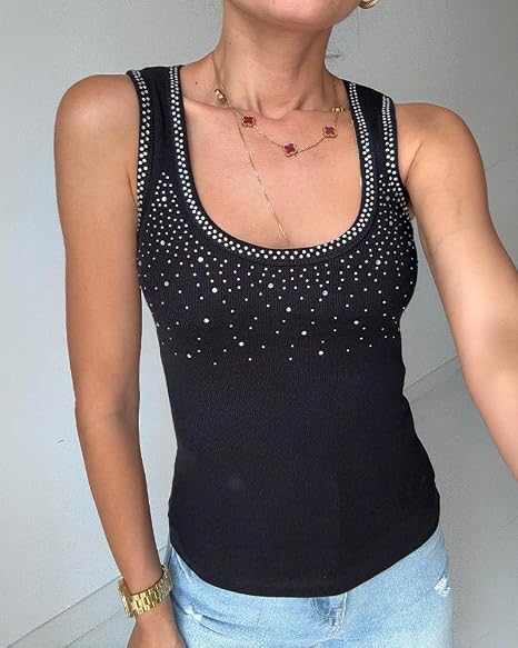 Womens Rhinestone Tank Top