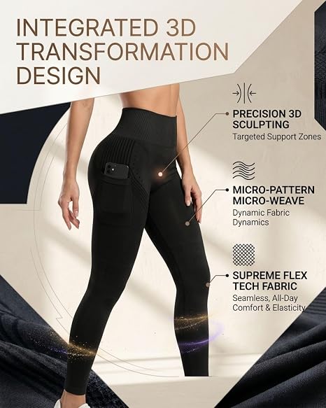 3D Anti Cellulite Compression Leggings with Pocket