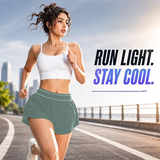 Women’s Running Shorts - 2-in-1 Quick Dry Athletic Shorts