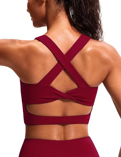 Sports Bras for Women Criss-Cross Back Padded Workout Tank Tops
