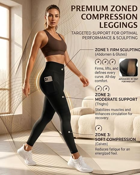 3D Anti Cellulite Compression Leggings with Pocket