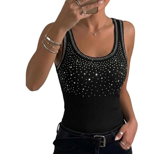 Womens Rhinestone Tank Top
