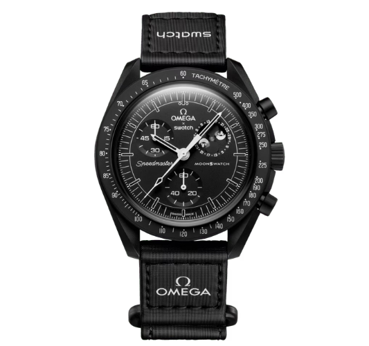 Swatch x Omega Bioceramic Moonswatch Mission To Moonphase Snoopy Black